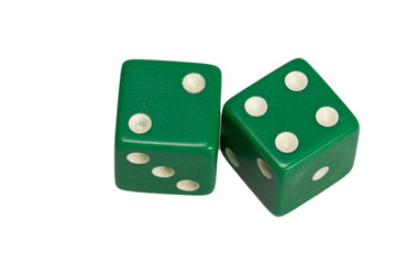 Two dice showing two and four