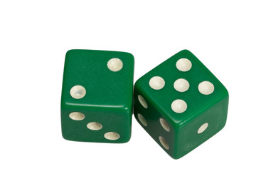 Two dice showing two and five