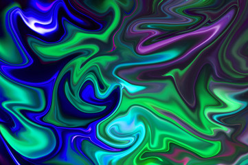 Digital blurred dark multicolor background with spread liquify flow for design