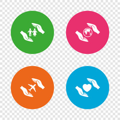 Hands insurance icons. Human life-assurance.