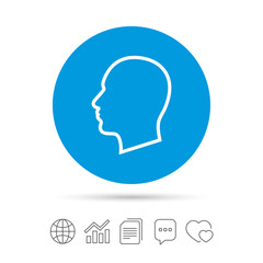 Head sign icon. Male human head.