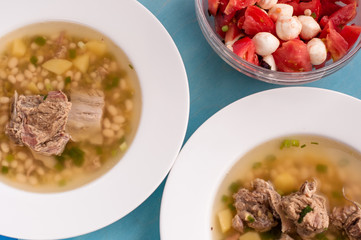 soup with beef and beans, healthy concept