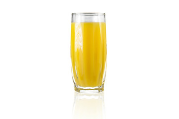 Delicious orange juice in glass isolated on white background