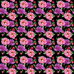 Obraz premium Wildflower peony flower pattern in a watercolor style isolated.