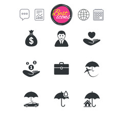 Insurance icons. Life, Real estate and House.