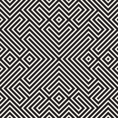 Geometric Ethnic Background with Symmetric Lines Lattice. Vector Abstract Seamless Pattern.