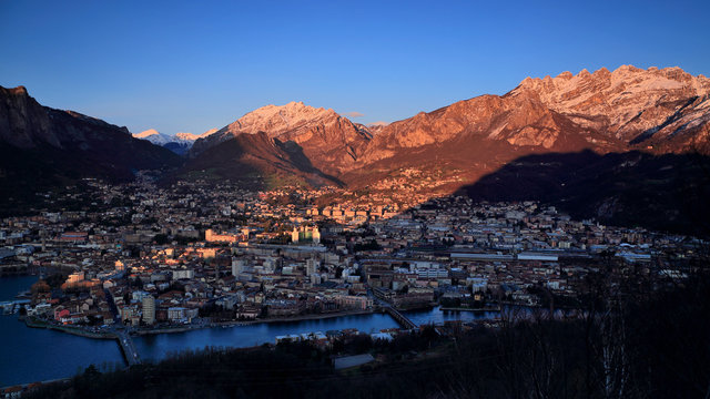 Sunset on Lecco, Lake Como, Lombardy, Italy