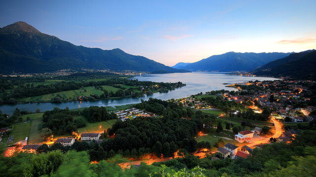 Sunset on Sorico, province of Como, Lombardy, Italy
