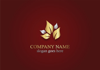 Fototapeta na wymiar gold leaf organic vector logo