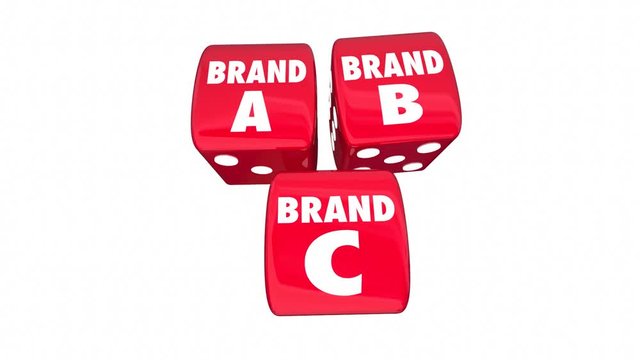 Brand A B C Rolling Dice Choose Best Company Product 3d Animation
