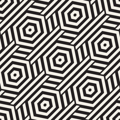 Vector Seamless Pattern. Repeating Lattice Abstract Background. Linear Grid From Striped Hexagonal Elements.