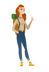 Traveler giving thumb up vector illustration.