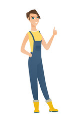 Farmer giving thumb up vector illustration.