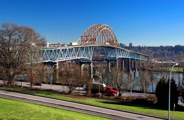 Pattullo Bridge  over the Fraser River between New Westminster and Surrey British Columbia