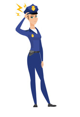 Caucasian policewoman with lightning over her head