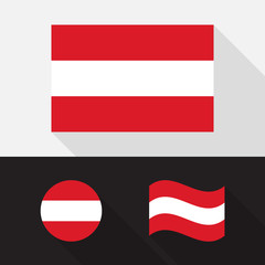 Set of Austria flag flat design vector illustration