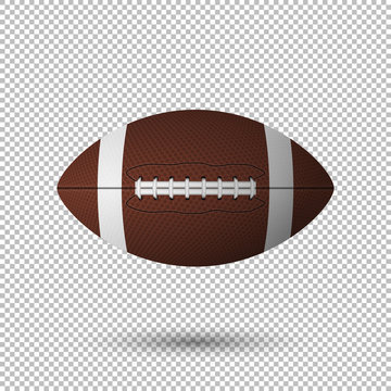 Vector realistic flying football closeup isolated on transparent background. Design template in EPS10.