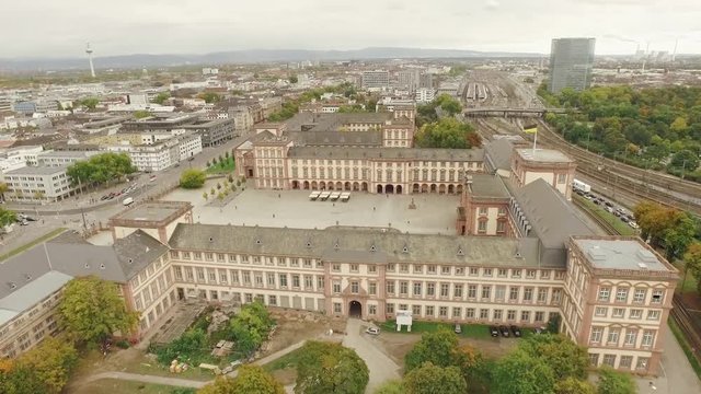 Drone flight over Mannheim University castle
