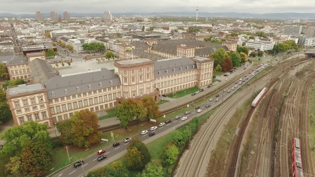 Drone flight over Mannheim University castle
