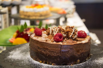  chocolate mousse cake on a plate
