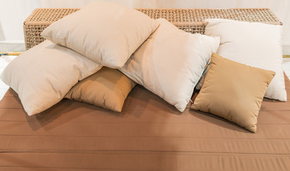 Modern pillow on a the bed