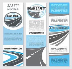 Vector safety road construction service banners