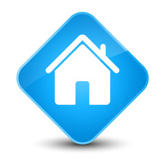 Home icon elegant cyan blue diamond button