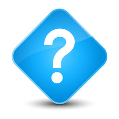 Question mark icon elegant cyan blue diamond button