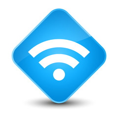 Wifi icon elegant cyan blue diamond button