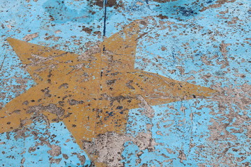 Star Stars Yellow White Crack Cracks Blue Cement Concrete Paint Painted Abstract China Asia Asian Amusement Park 