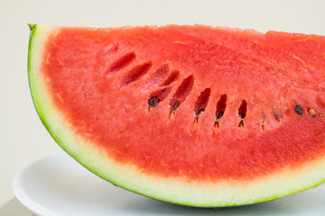 Close up slice of fresh red watermelon