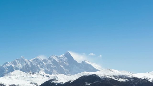 time-lapse photography of snow mountain,  namcha barwa peak in tibet nyingchi, altitude of 7782 meters