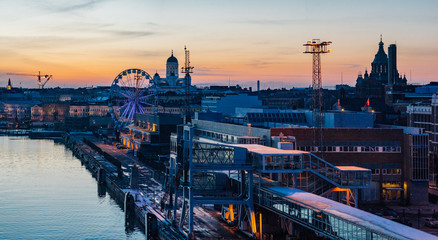Fototapeta na wymiar Wonderful evening cityscape of Helsinki