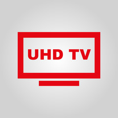 UHD TV icon. Television and display, televisor symbol. Flat design. Stock - Vector illustration