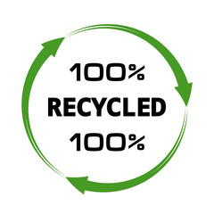 100 percent recycled arrows sign