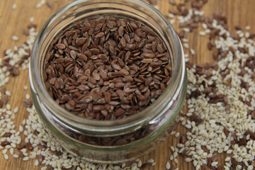 Flax seeds in glass