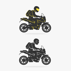 Biker Riding Motorcycle Vector Illustration