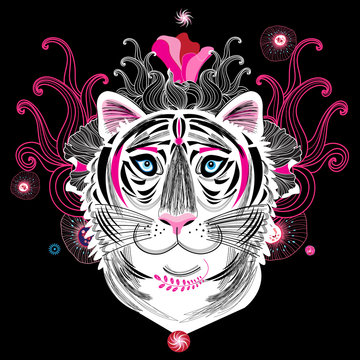 Vector portrait of a fantastic tiger