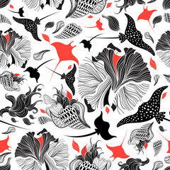 Obraz premium Vector seamless abstract pattern with rays