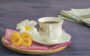 Morning coffee in the bedroom.