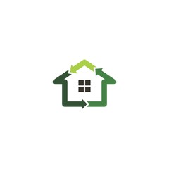 abstract ICON GREEN RECYCLE HOUSE WITH ARROW