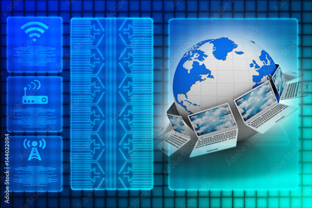 Poster 3d rendering technology computer network