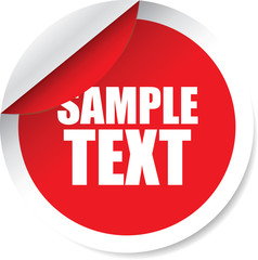 Sample text red Label, Sign, stickers and symbol.