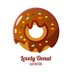 Glazed ring doughnut, detailed vector