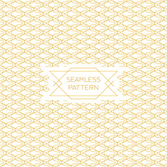 Vector seamless pattern with mono line style label in golden colors