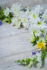 flowers on white boards