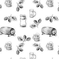 beer pattern vector illustration, template for menu