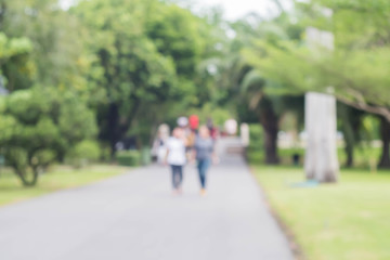 Motion blur of people walk for exercise in the park