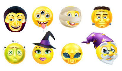 Halloween Emoticon Icon Set