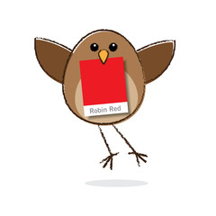 Robin Flying with Red Colour Swatch